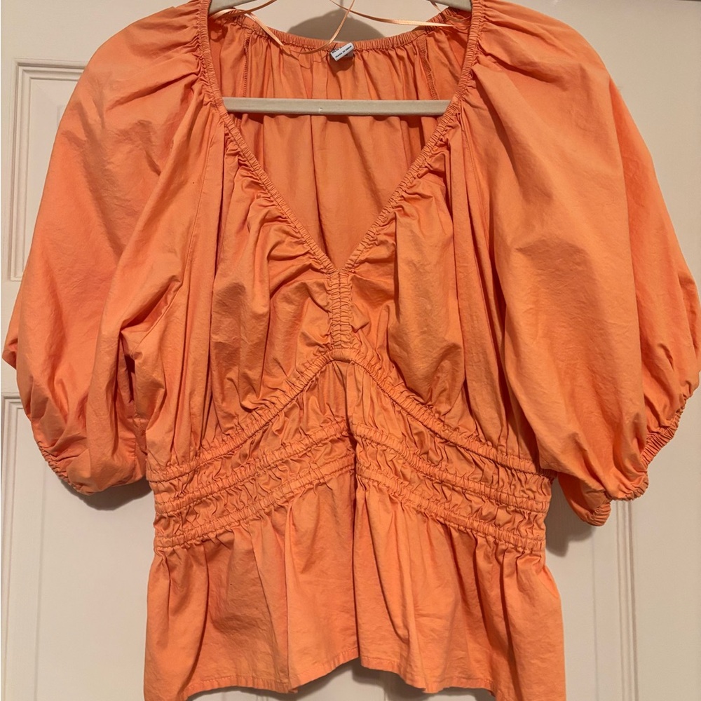 Old Navy Orange Ruched Blouse